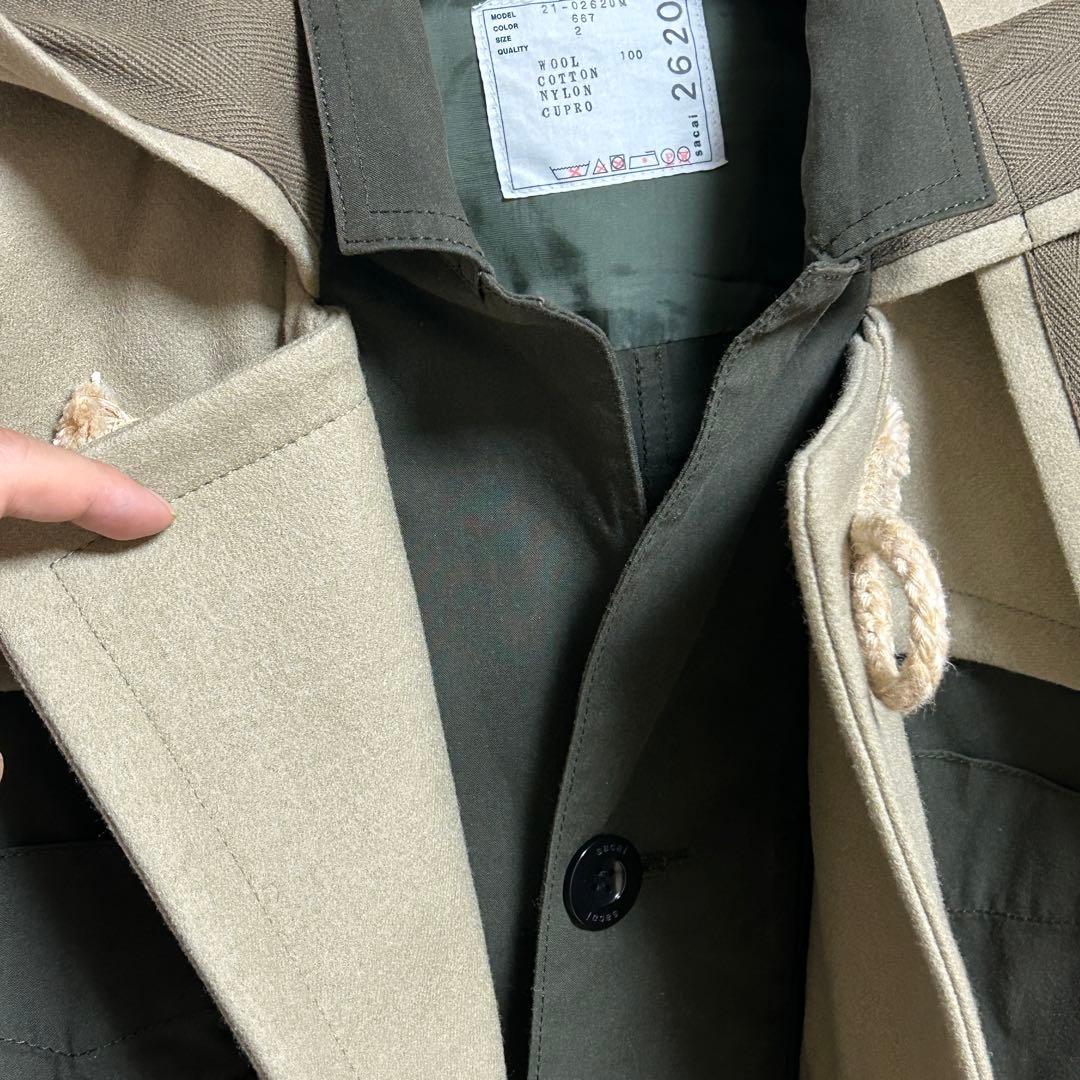 SACAI ダッフルコート Wool Melton Coat ドッキング　再構築