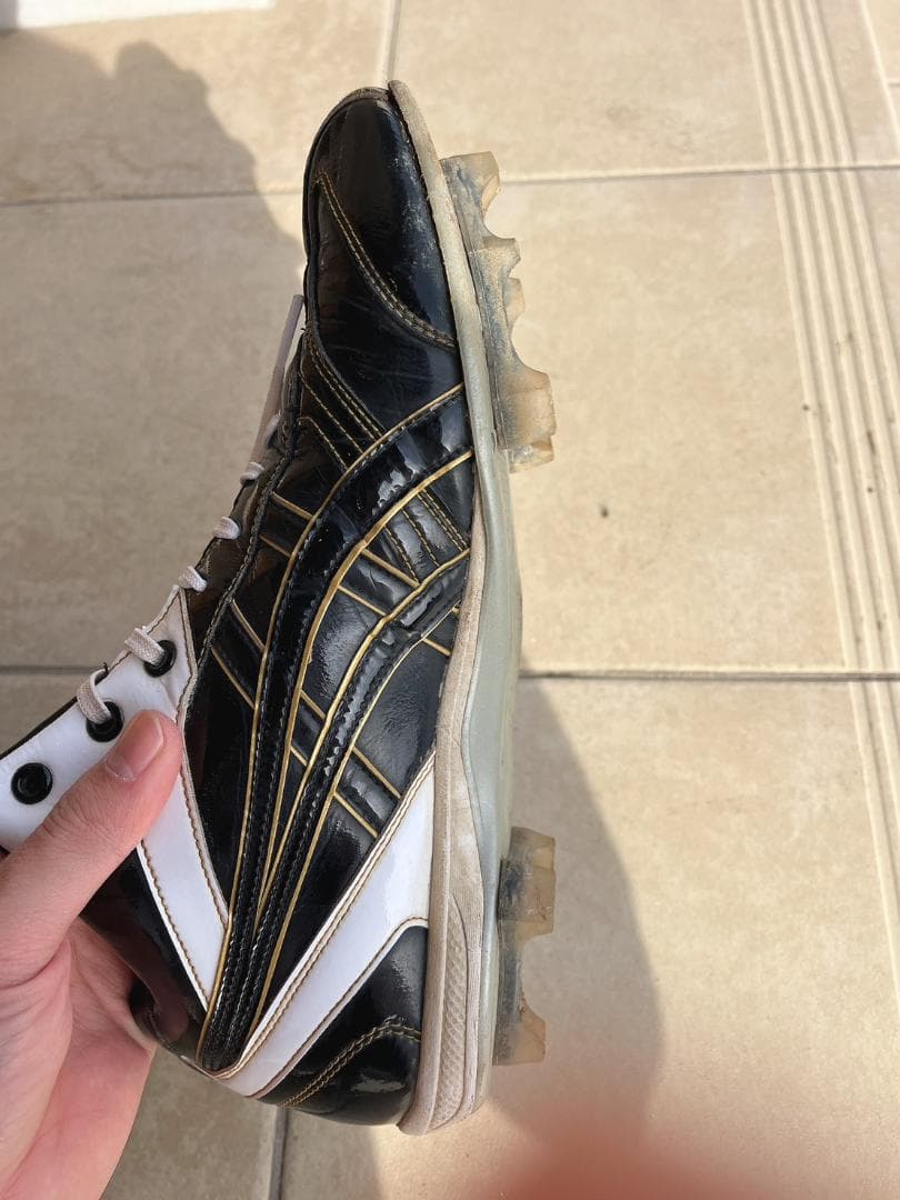 アシックス ブラック×ゴールド 野球 スパイク ゴールドステージ ミッドカット