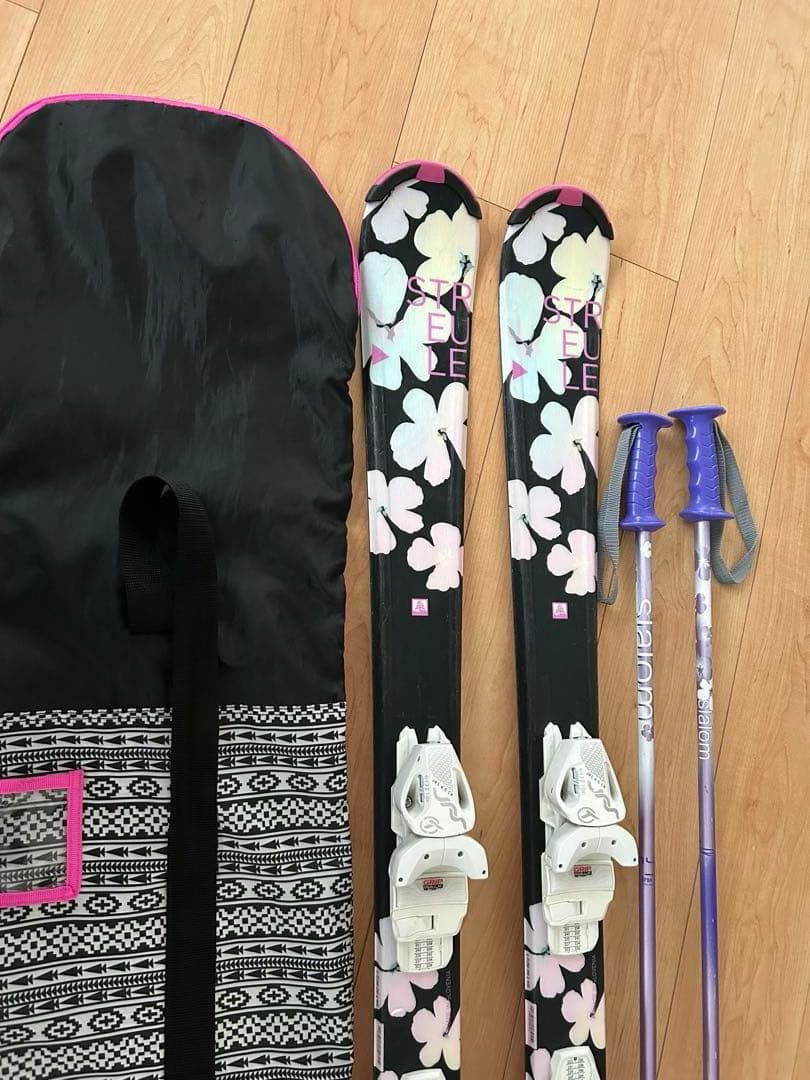 STREULE シュトロイレ スキー板 130 ビンディング、ポール、ケース付き