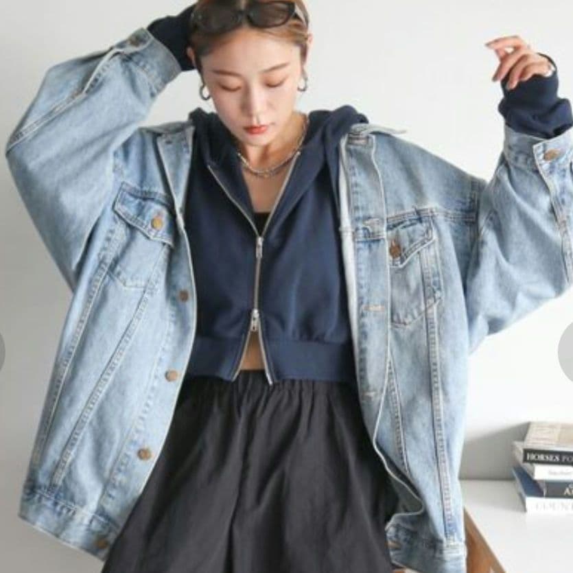 極美品　未使用級　アングリッド　デニムオーバージャケット　アイスブルー　25