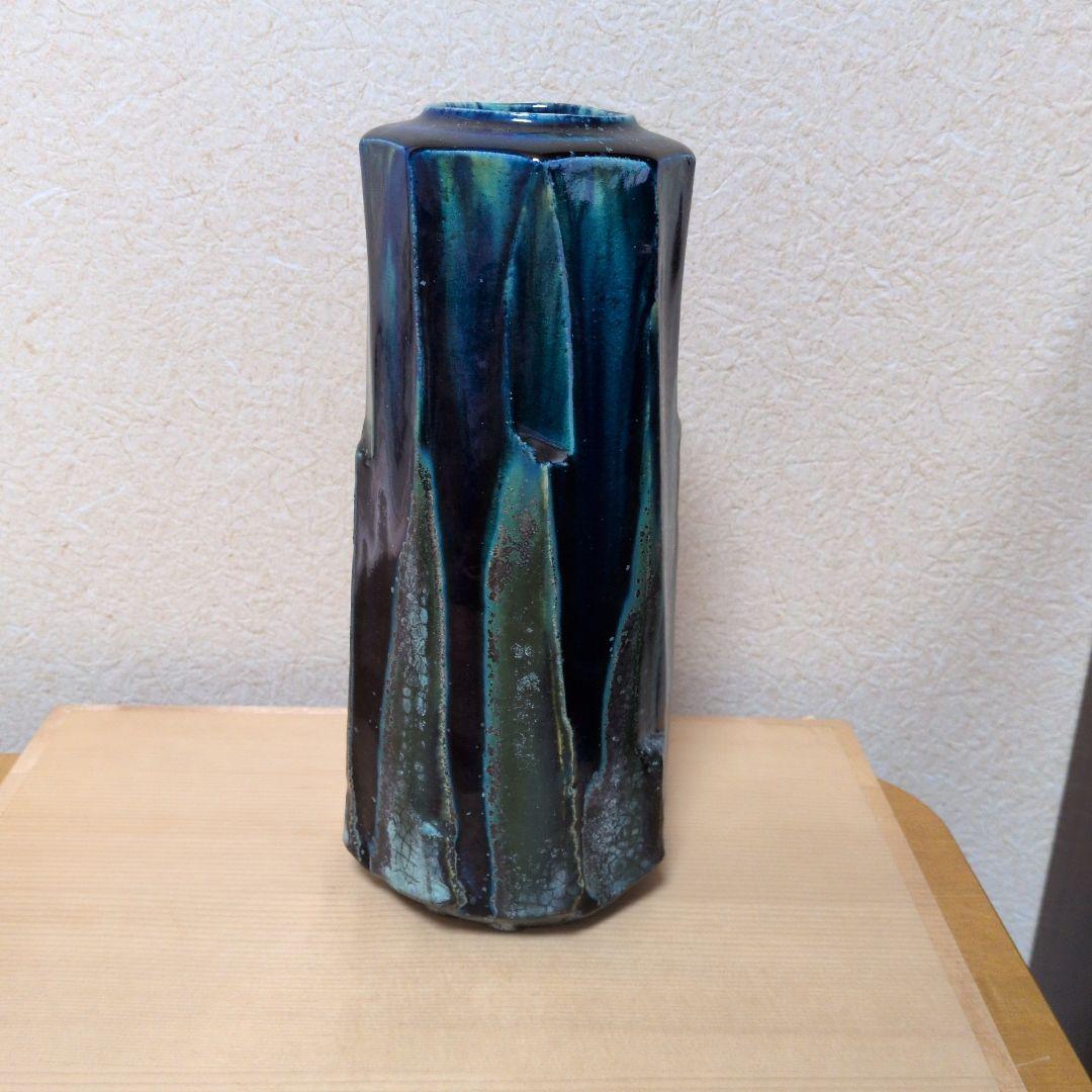 加藤綱助 青銅花瓶 瀬戸焼