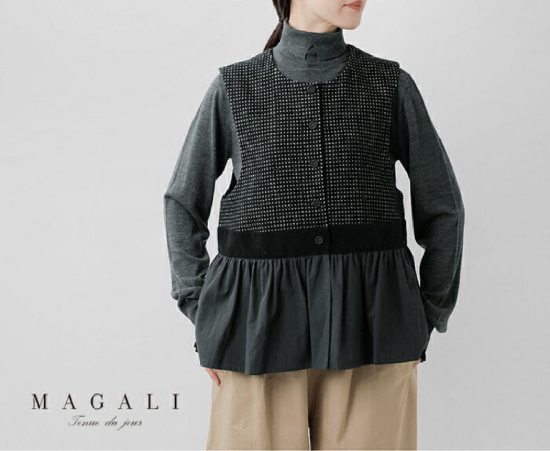 MAGALI マガリ ピンドット ツイード ヴィンテージ ジレ