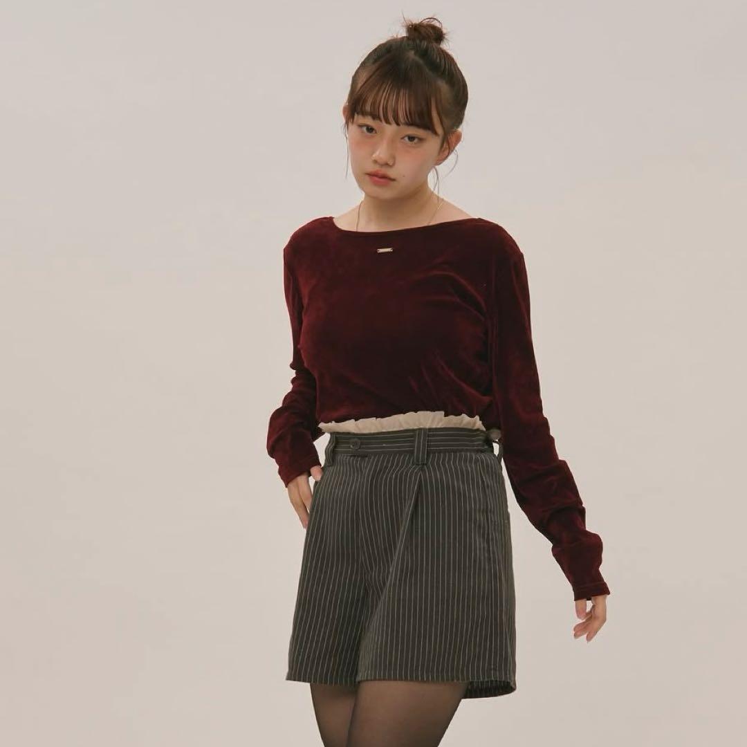 loin nuit velours long sleeve tops ボルドー