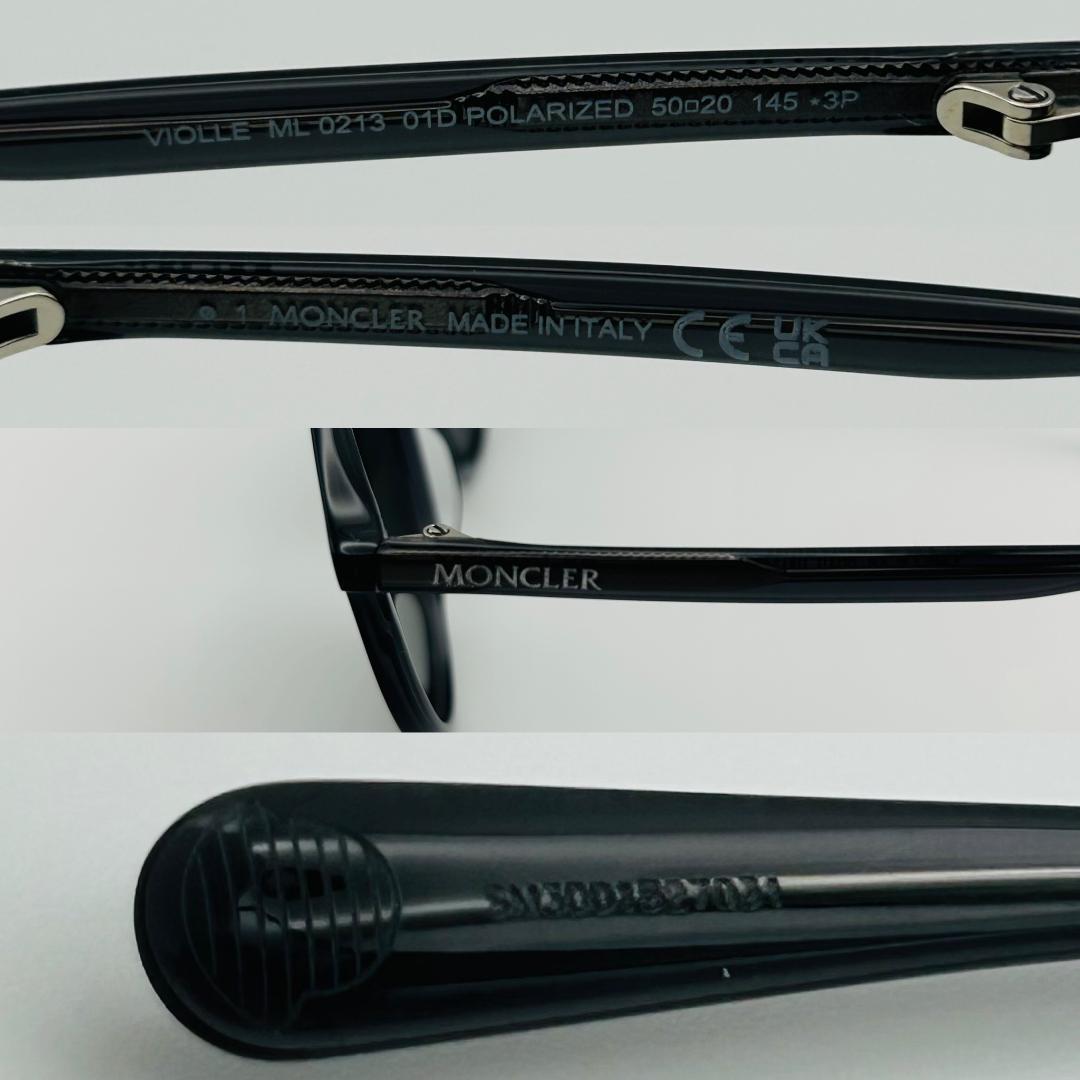 未使用 MONCLER モンクレール サングラス ボストン ブラック 偏光レンズ