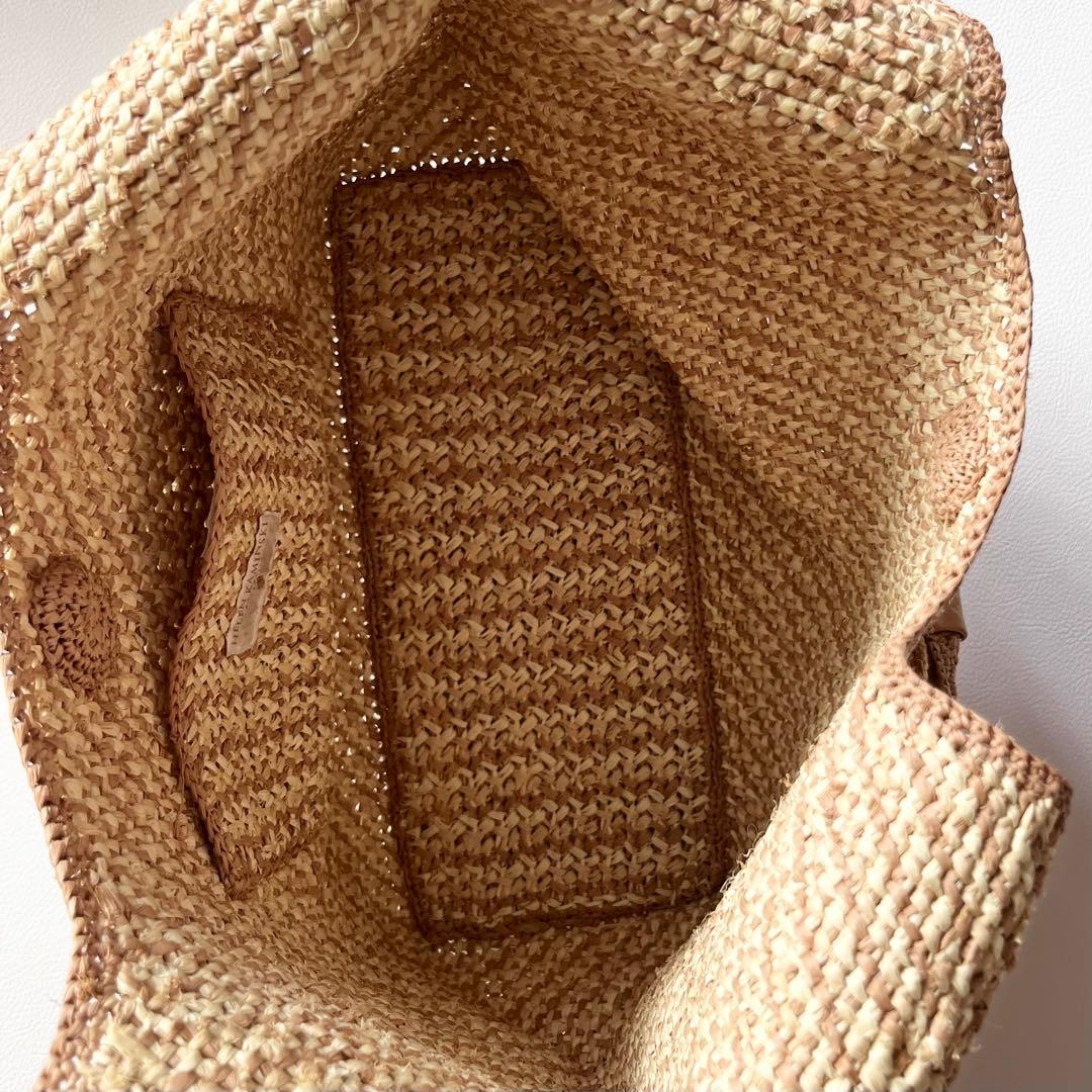 ヘレンカミンスキー　ラフィア　かごバッグ　トートバッグ　大容量　レザー　肩掛け