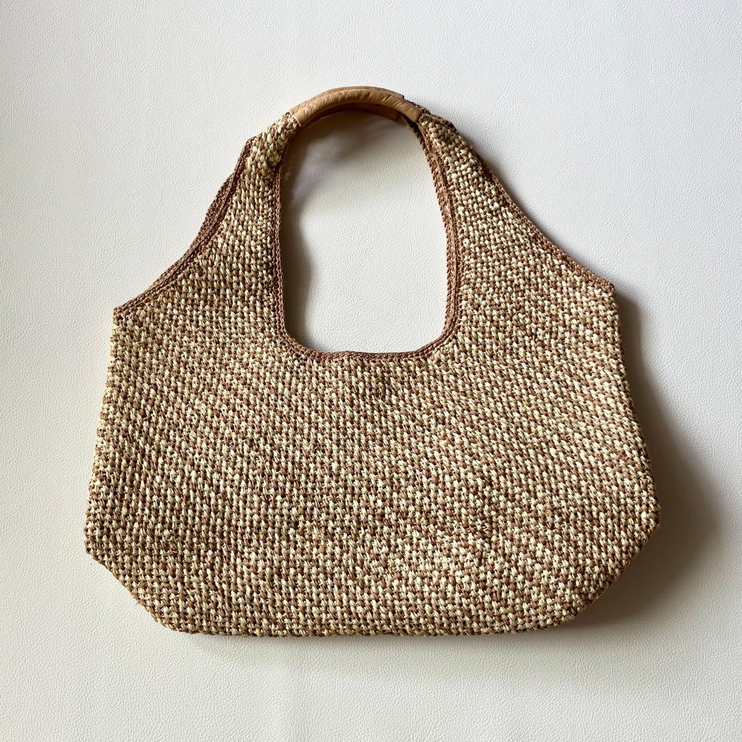 ヘレンカミンスキー　ラフィア　かごバッグ　トートバッグ　大容量　レザー　肩掛け