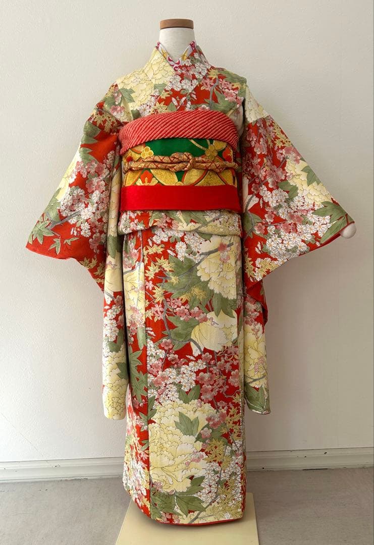 7歳　七五三　正絹着物　手描き　帯　帯揚げ　帯締め　しごきセット