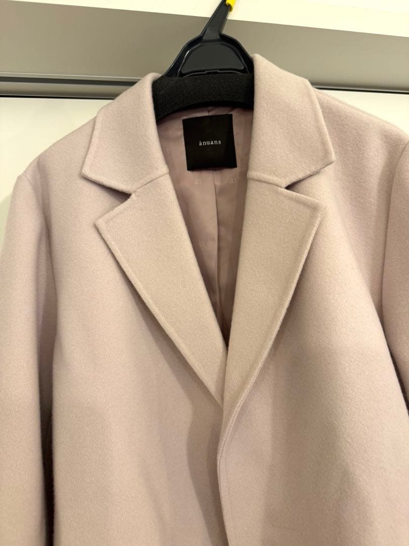 美品 anuans アニュアンス リバーロングチェスターコート ピンク S