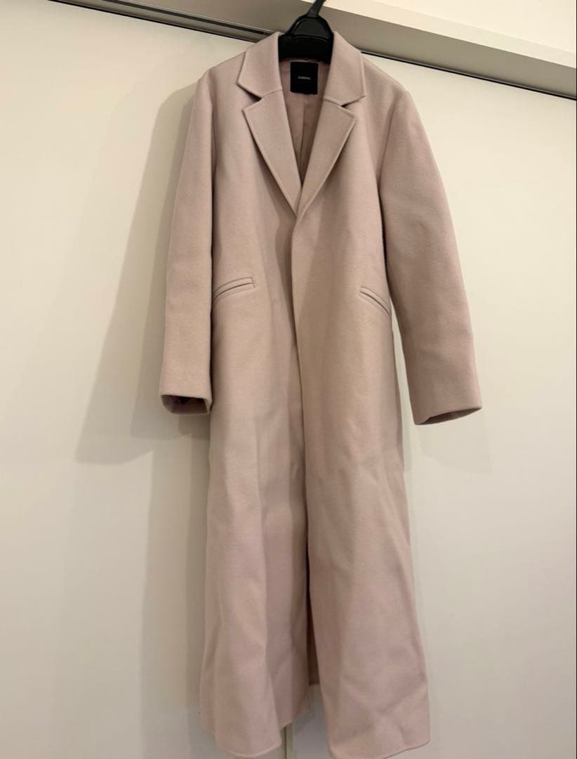 美品 anuans アニュアンス リバーロングチェスターコート ピンク S
