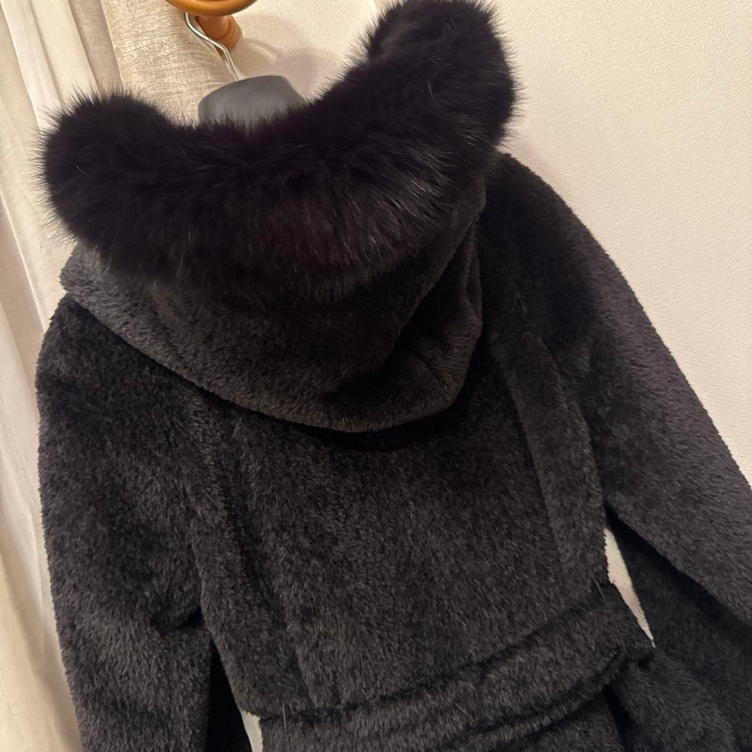 【美品】マックスマーラ フォックスファー付きフード アルパカコート　Sサイズ