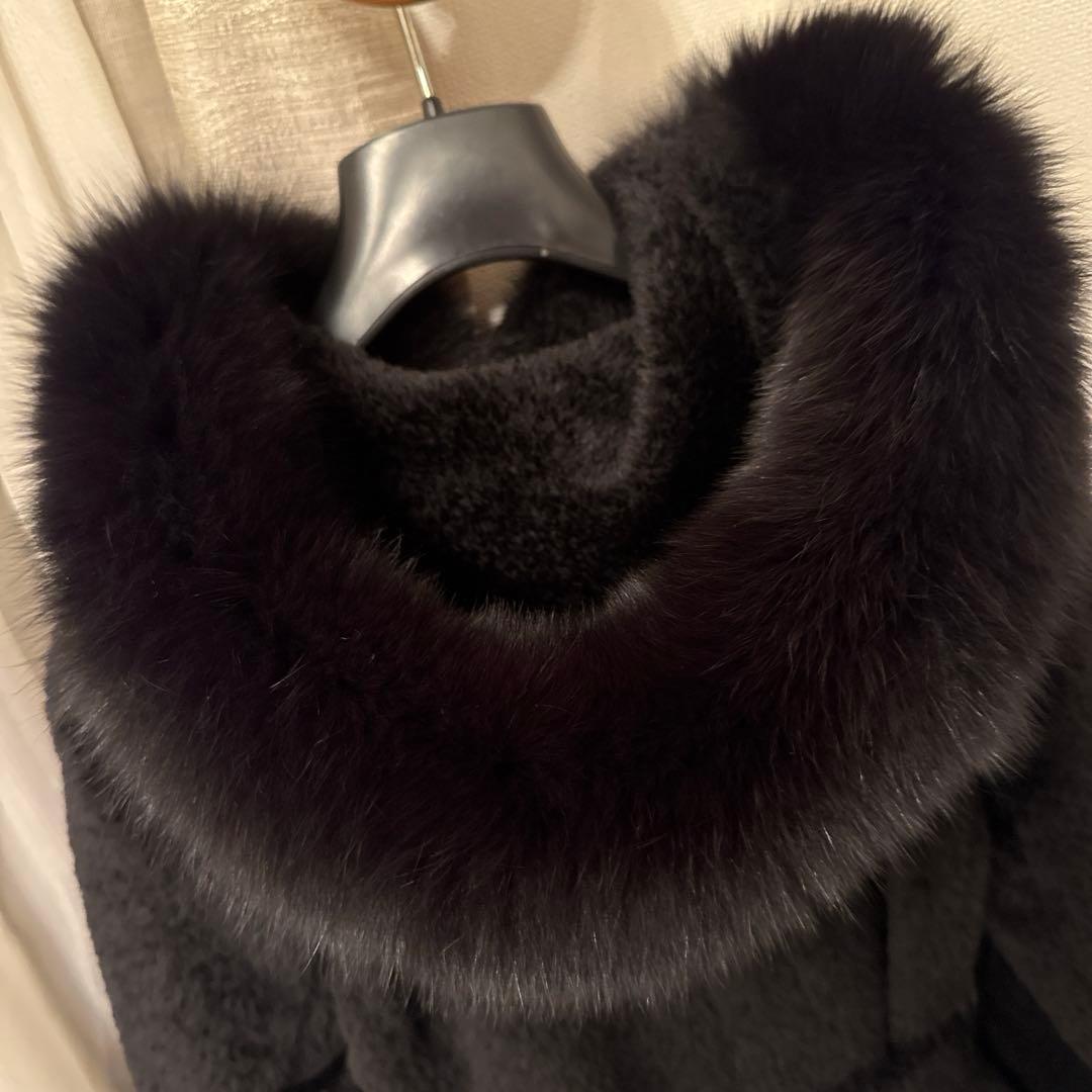 【美品】マックスマーラ フォックスファー付きフード アルパカコート　Sサイズ