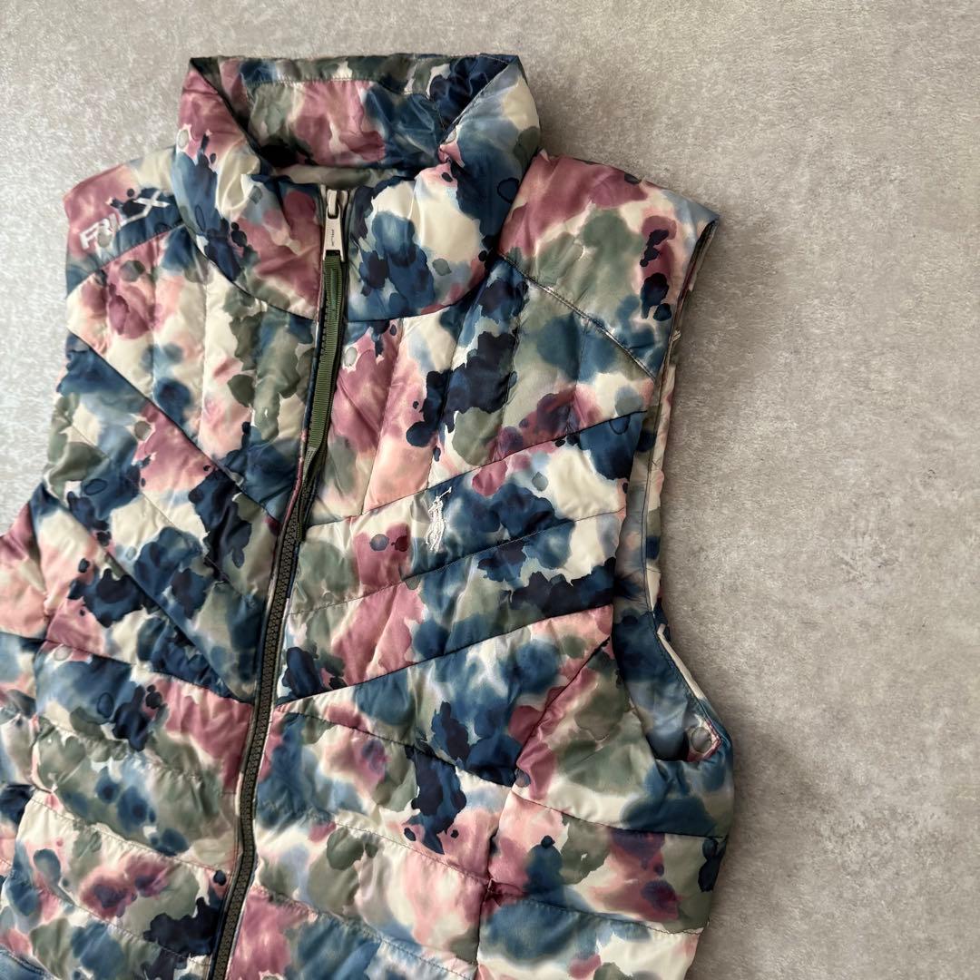 美品 RLX RALPH LAUREN ポロ ゴルフ 中綿ベスト 総柄 水彩