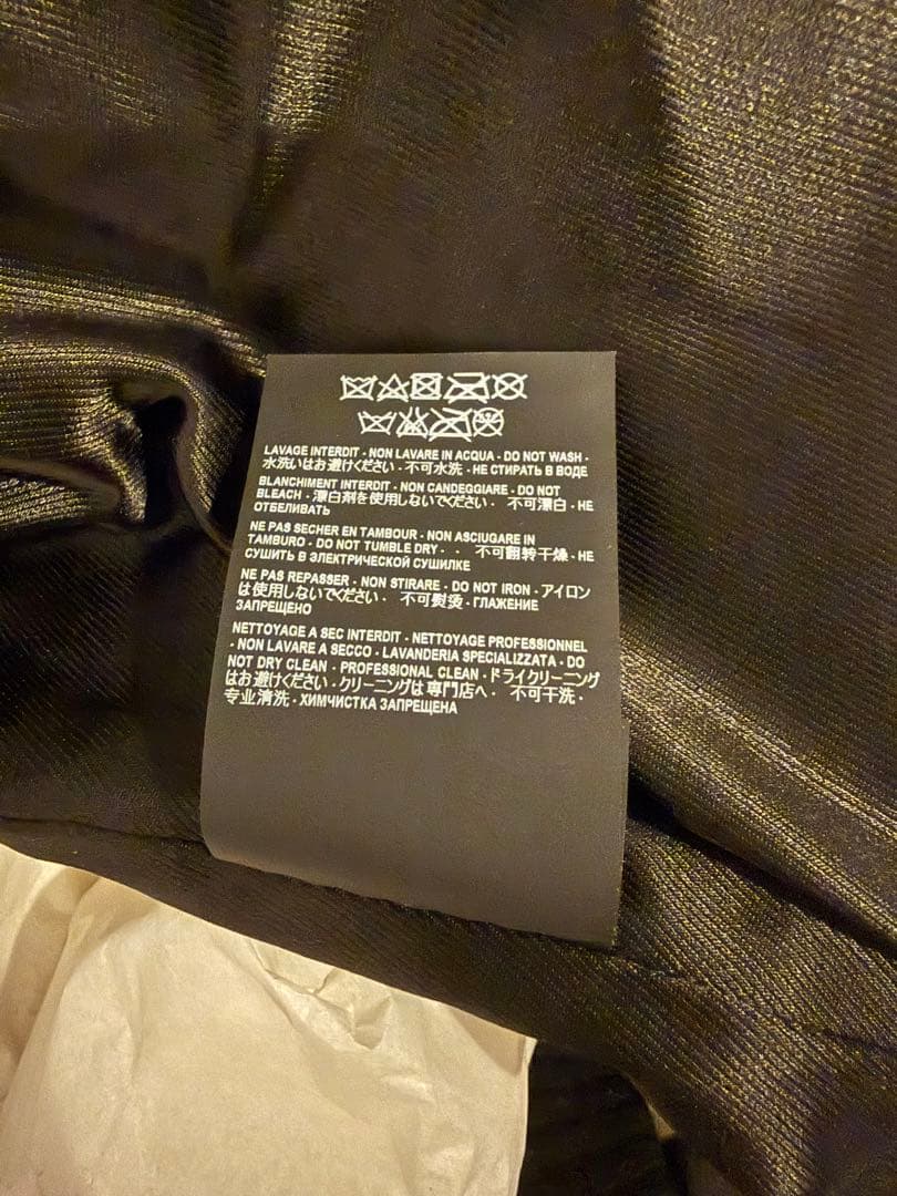 プ*。様 Saint Laurent レザー ウール モヘア バーシティジャケッ