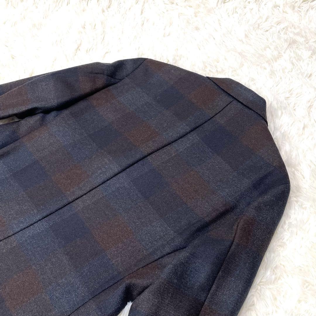 美品 LATORRE URBANJ 伊製 チェックウール チェスターコート 48