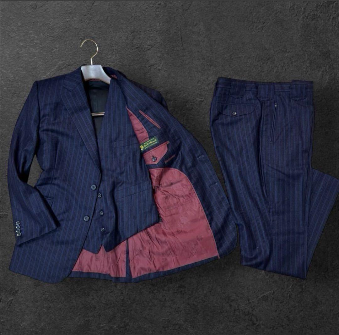 RR09 【美品】ロロピアーナ カシミヤ スリーピース スーツ ネイビー　M位