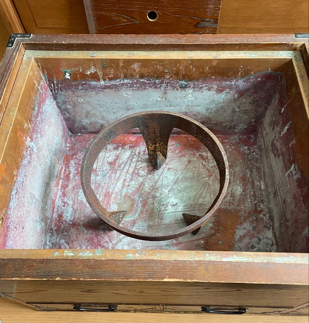 メーカー不詳　長火鉢(灰付き)レトロ 火鉢　古い商品 古民家 アンティーク