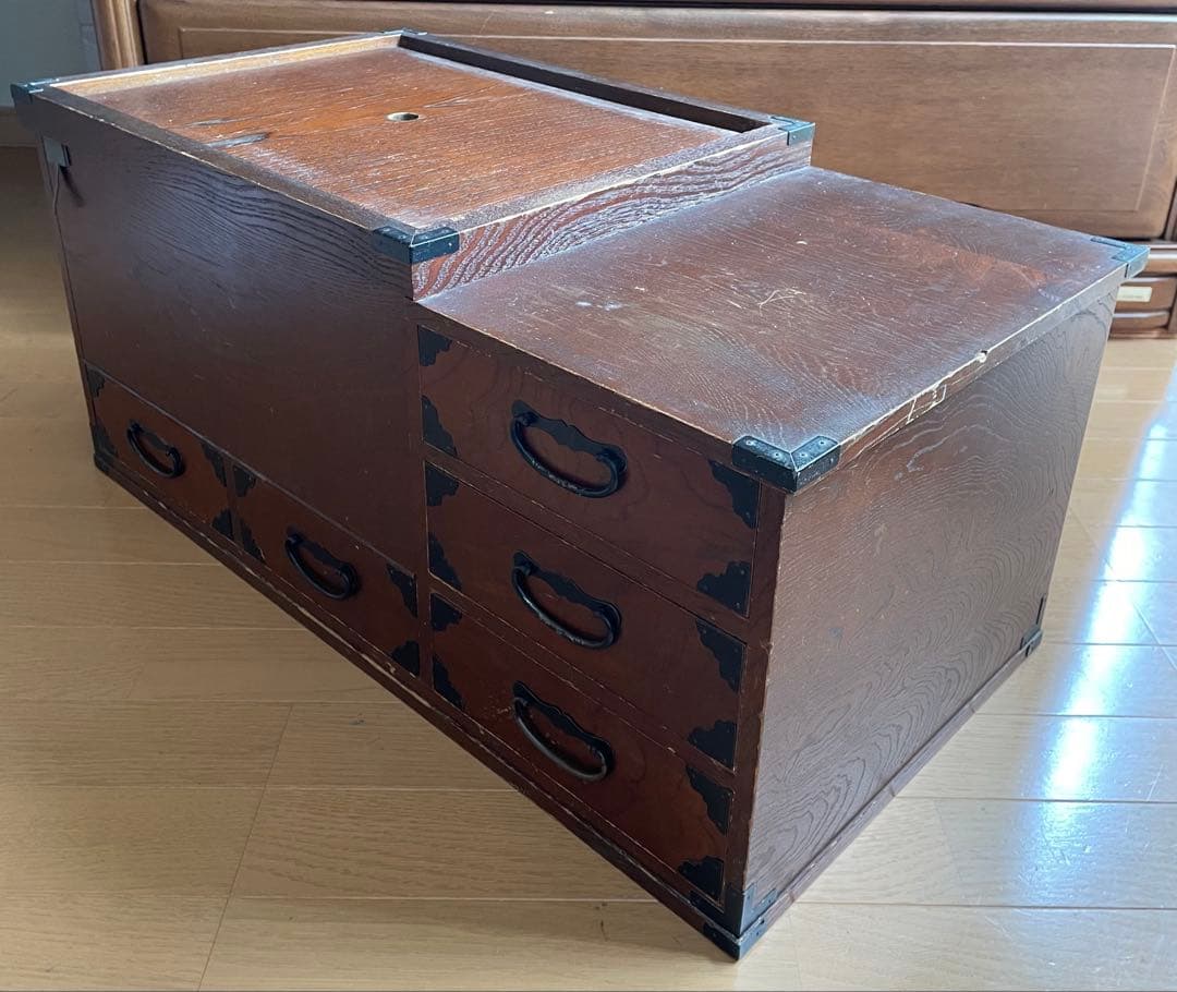 メーカー不詳　長火鉢(灰付き)レトロ 火鉢　古い商品 古民家 アンティーク