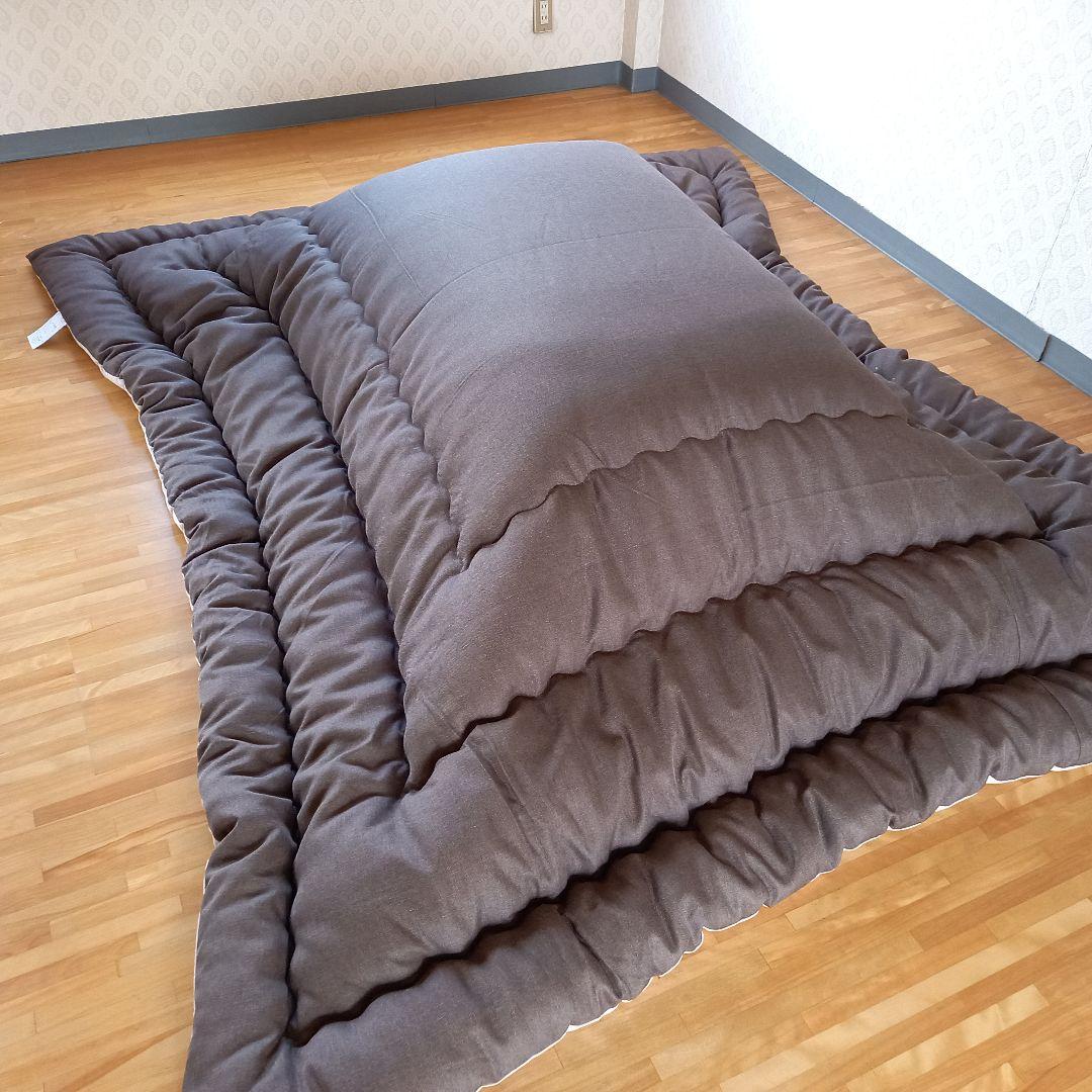 超撥水加工 厚手 厚掛け こたつ布団 大判長方形 ブラウン 清潔 安心 日本製⑧