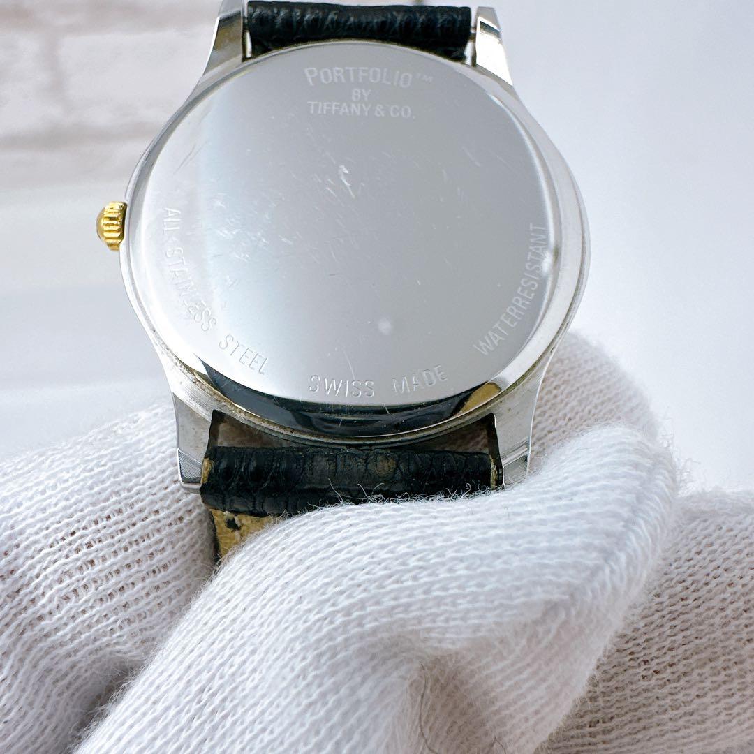 稼働 TIFFANY ティファニー 腕時計 ポートフォリオ 純正ベルト 付属品