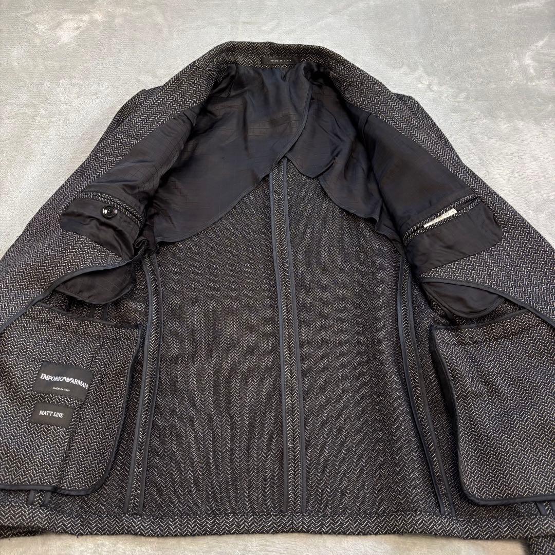 カシミヤ✨EMPORIO ARMANI テーラード MATT ヘリンボーン調