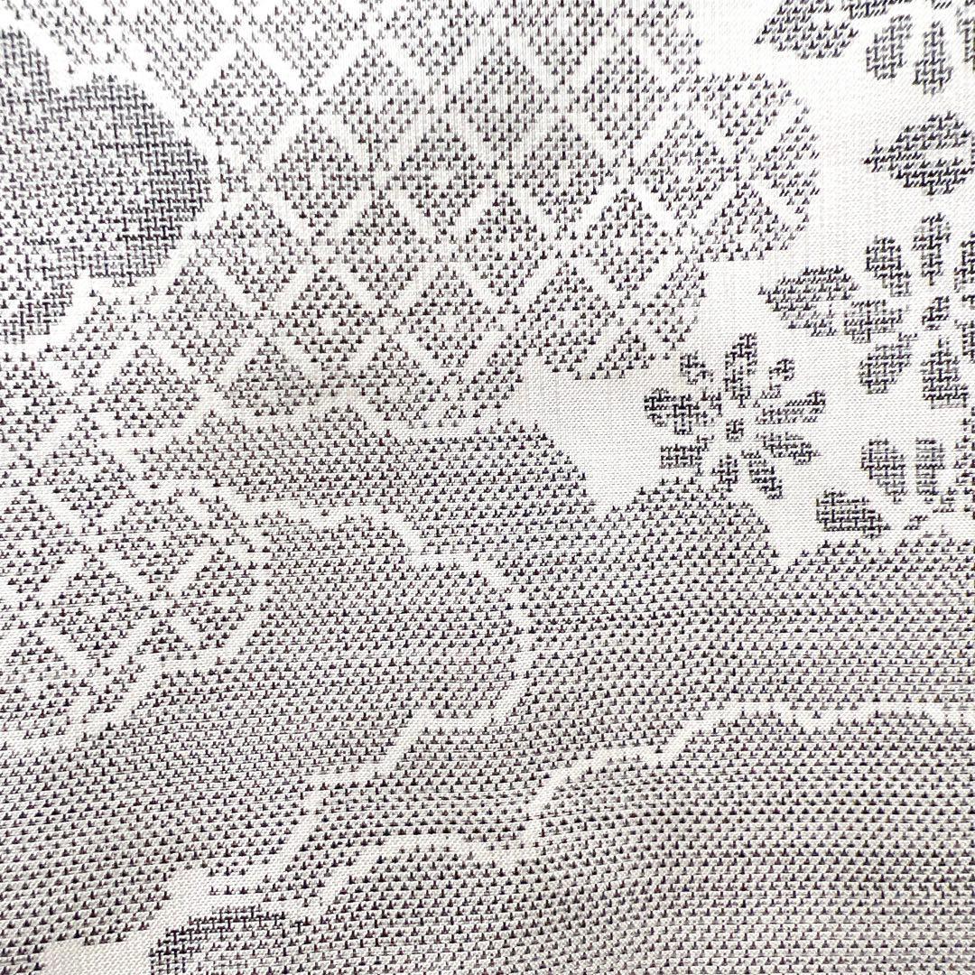 小紋　白大島紬　雲　菊花　籠目　着物　027k