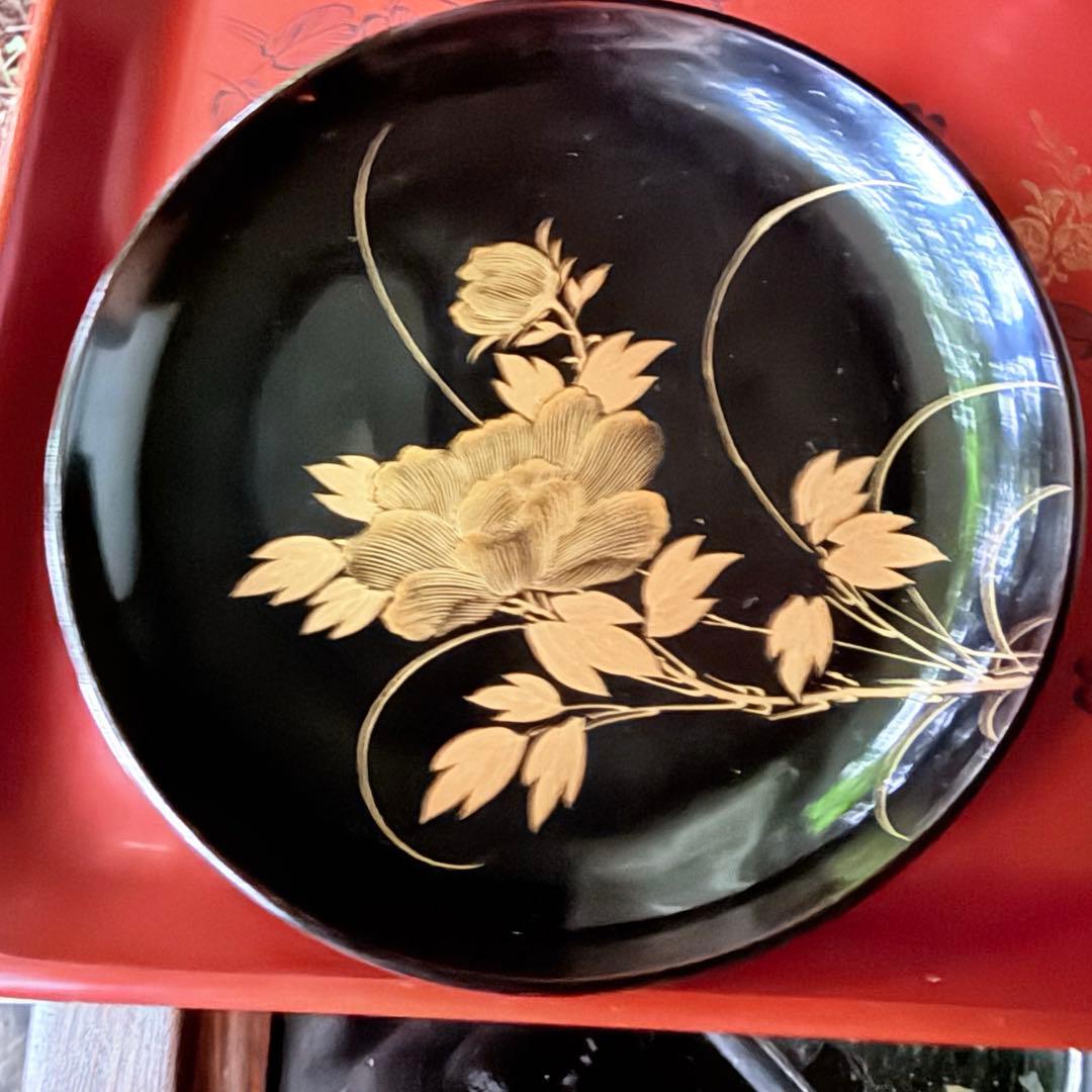 新春特別価格 ‼️茶人の心JAPAN蒔絵貴人の風雅な『四季の花』絵替木皿20客桐箱