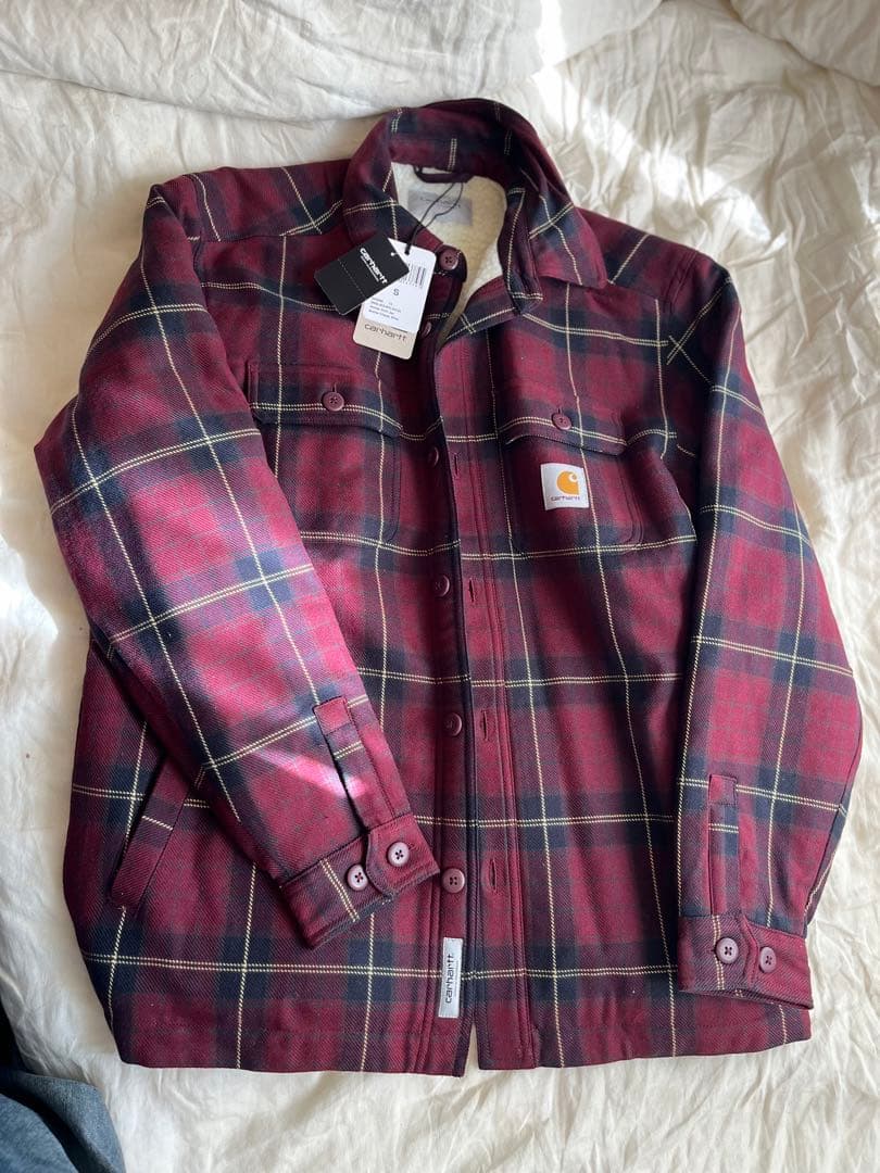 Carhartt バーガンディ チェックジャケット s