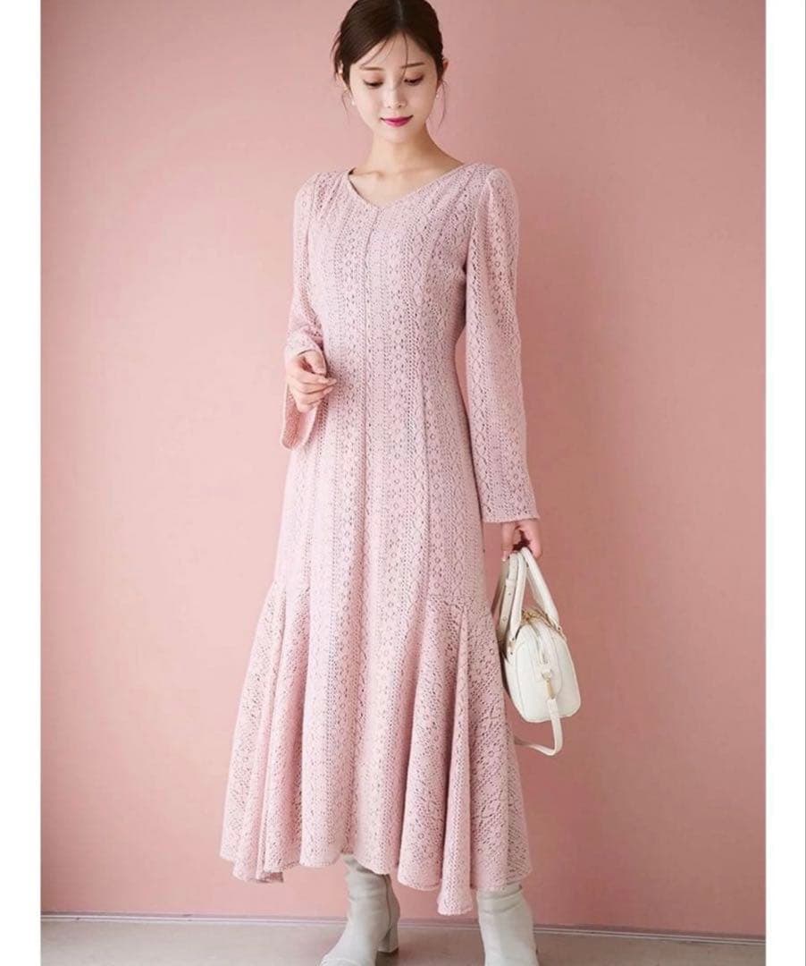 セルフォード ブラッシュレースワンピース　ピンク　38