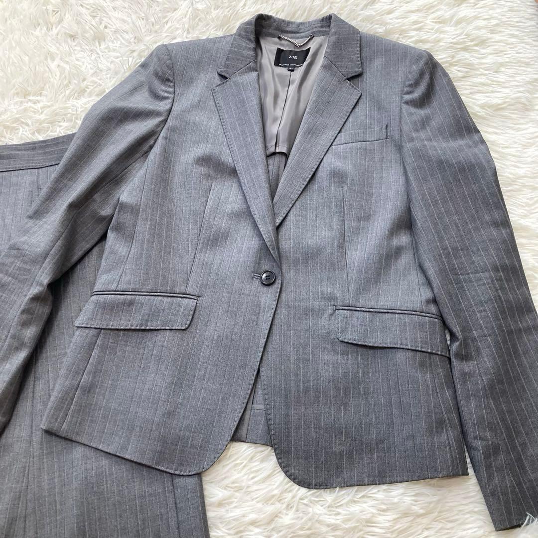 23区　スーツ　近年モデル　ジャケット　スカート　ストライプ　大きいサイズ　40