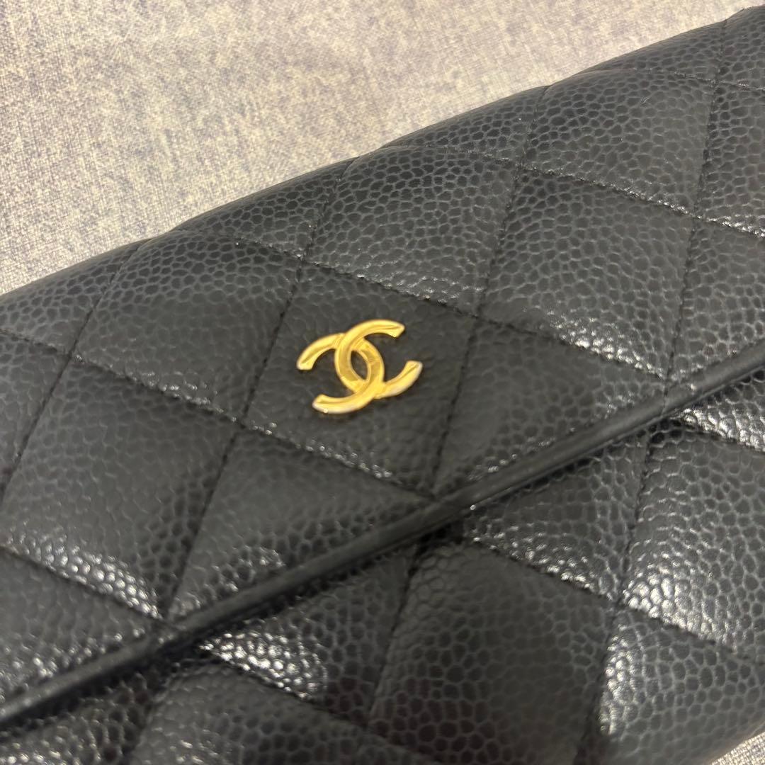 CHANEL シャネル マトラッセ キャビアスキン 長財布