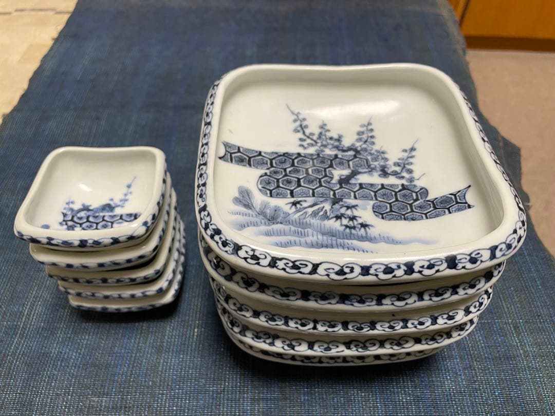 古伊万里　骨董 刺身皿と醤油皿のセット　各５客