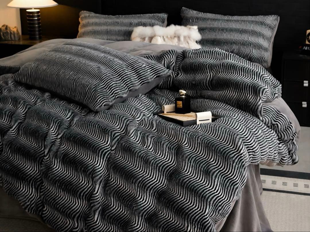 ミルクフリース寝具4点セット・AB面両面ふわふわ／冬用・キングサイズ