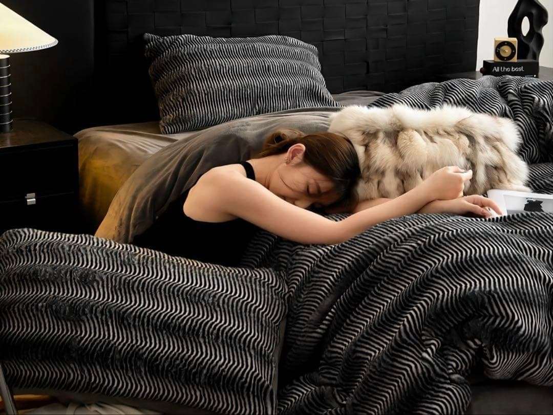 ミルクフリース寝具4点セット・AB面両面ふわふわ／冬用・キングサイズ