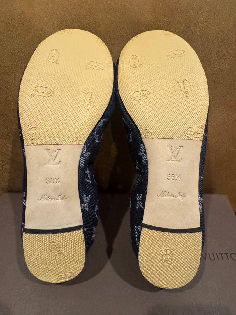 LOUIS VUITTON ロゴリボン デニム フラットシューズ