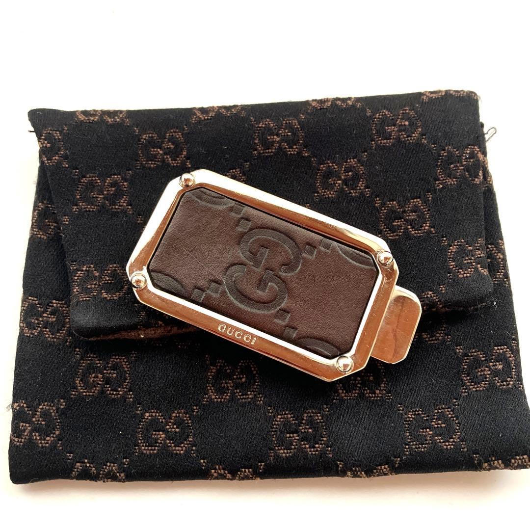 【極美品】GUCCI グッチ シマ レザー マネークリップ