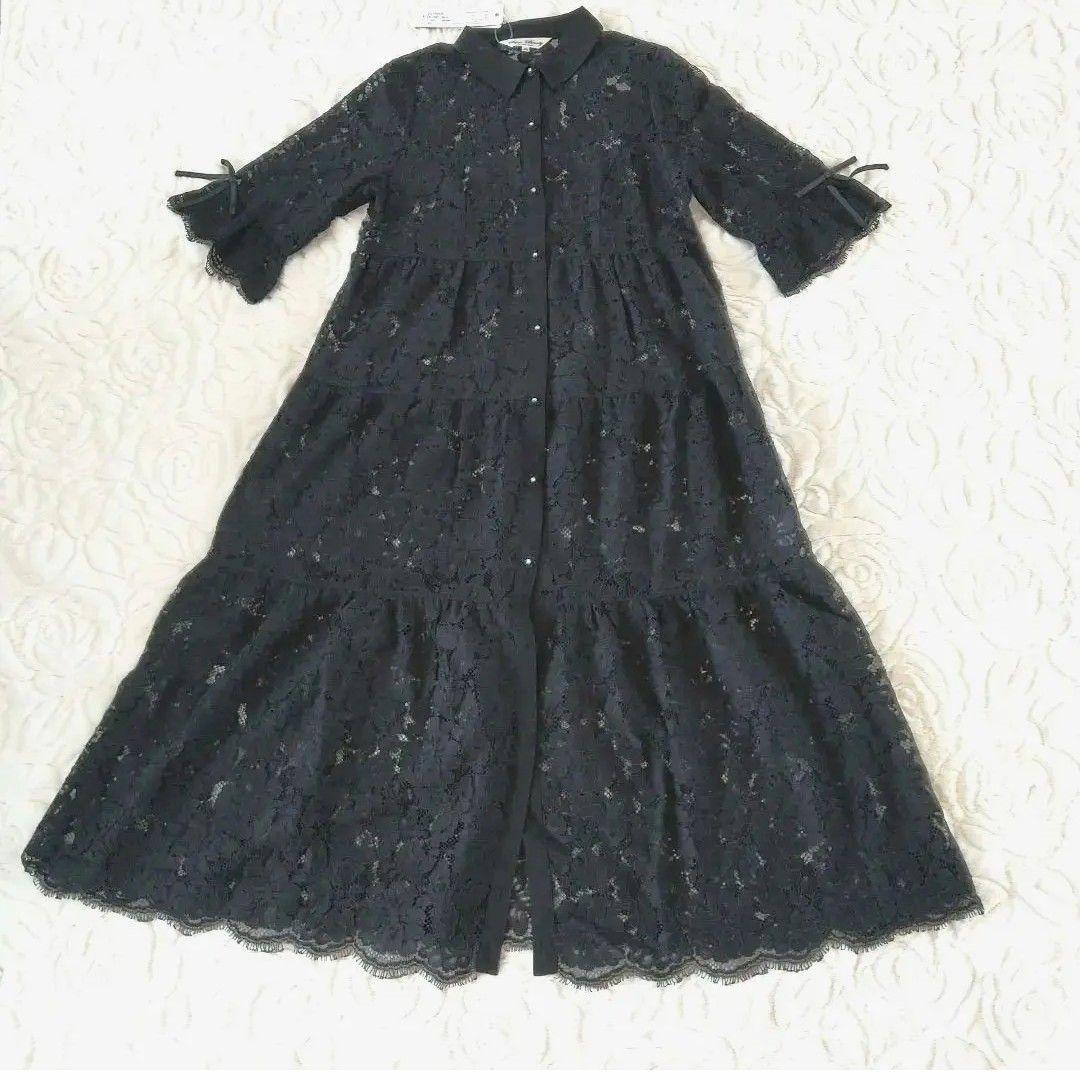 ❤️新品同様極美品❤️花柄レースロングブラウスワンピース