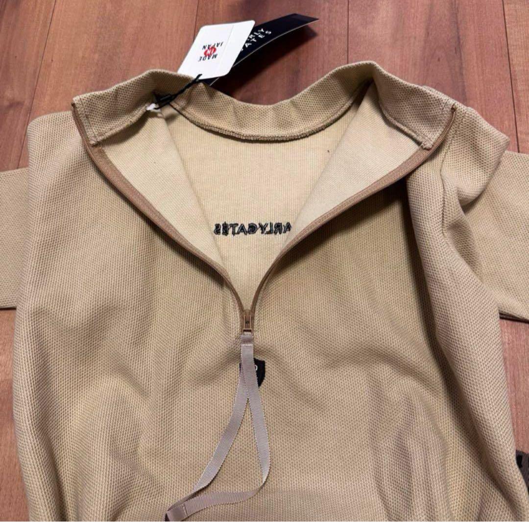 パーリーゲイツ　レオパード柄　長袖　モックネック　ワンピース　ベージュ　春秋