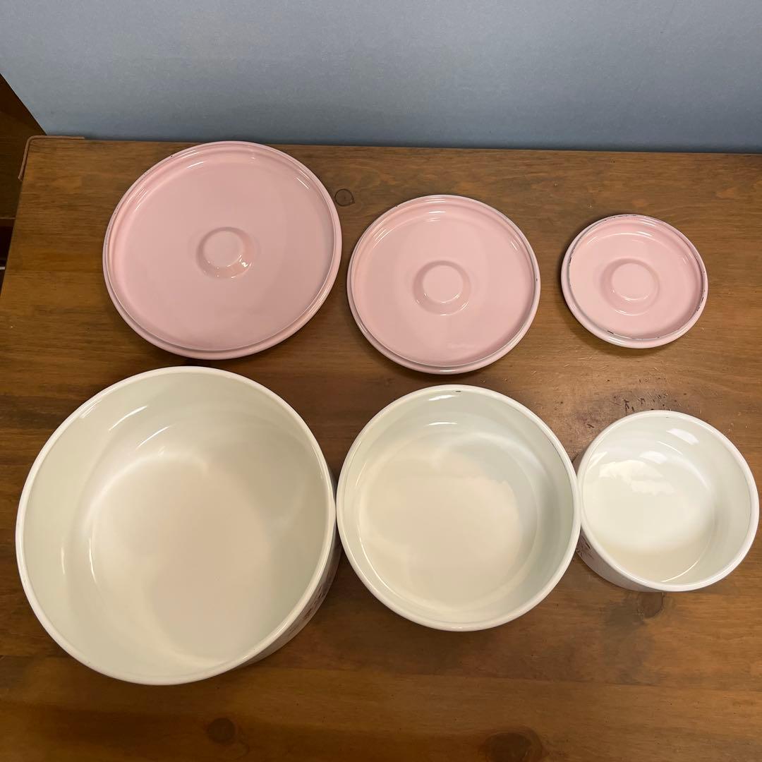 イマン　花柄ホーロー小物入れ3個セット