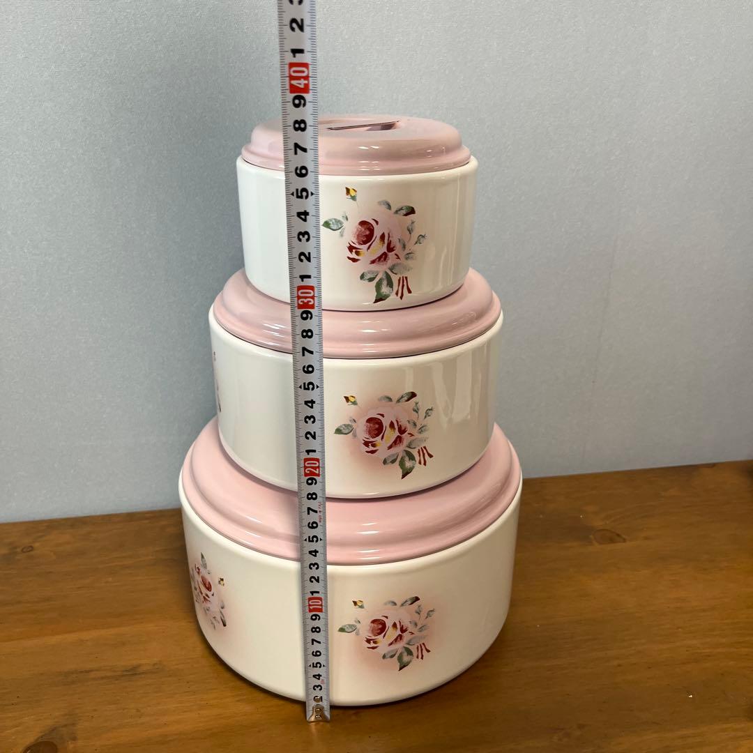 イマン　花柄ホーロー小物入れ3個セット