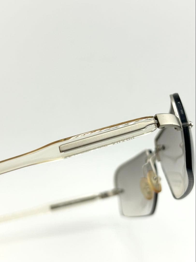 極美品・付属品完備✨　プラダ　サングラス　ハーフリム　スクエア　ロゴ刻印　Y2K