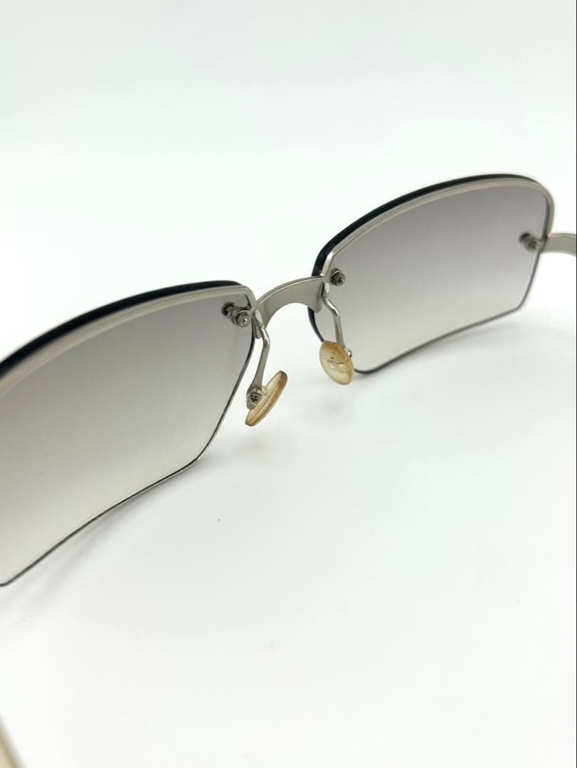 極美品・付属品完備✨　プラダ　サングラス　ハーフリム　スクエア　ロゴ刻印　Y2K