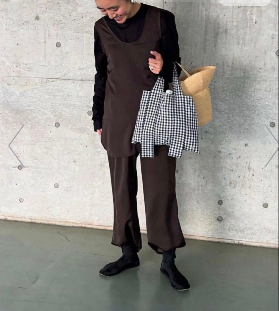 COUDRE クードル ワイドハンドルショートトートバック　黒白ギンガムチェック