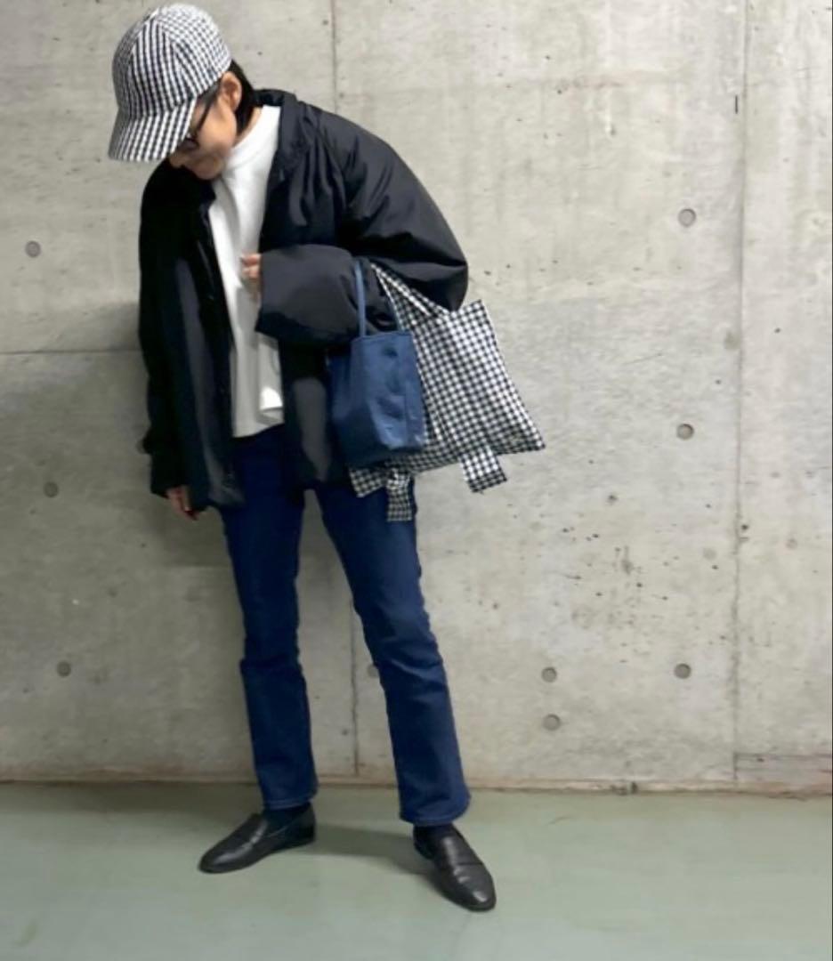 COUDRE クードル ワイドハンドルショートトートバック　黒白ギンガムチェック