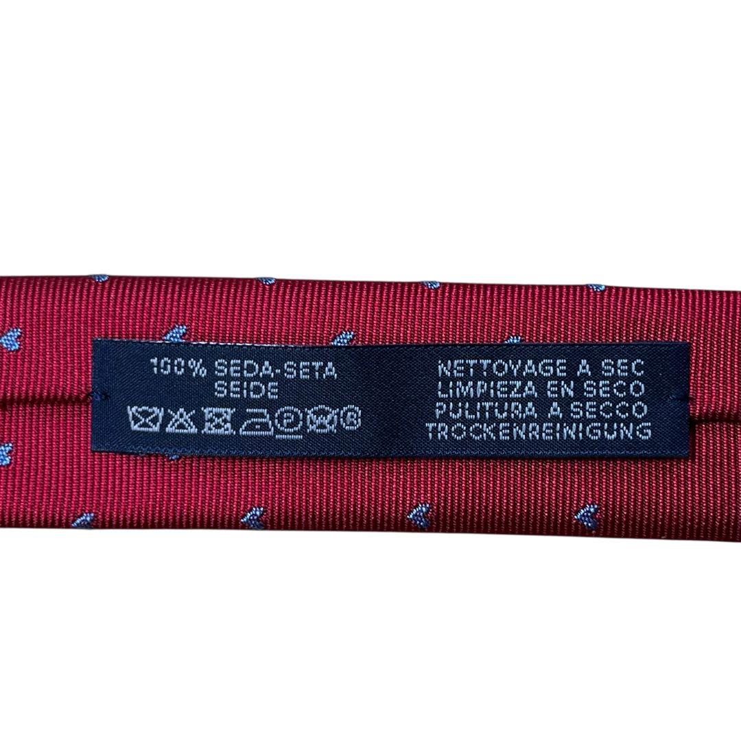 極美品　現行　エルメス　ネクタイ　ナロータイ　ハート柄　赤　レッド　刺繍