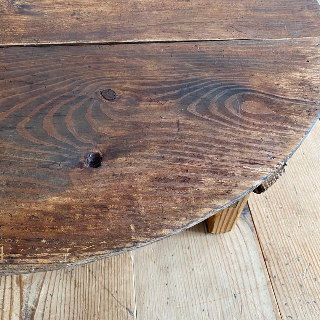 アンティーク ラウンド ローテーブル 丸 ちゃぶ台 座卓 展示台 無垢材z952