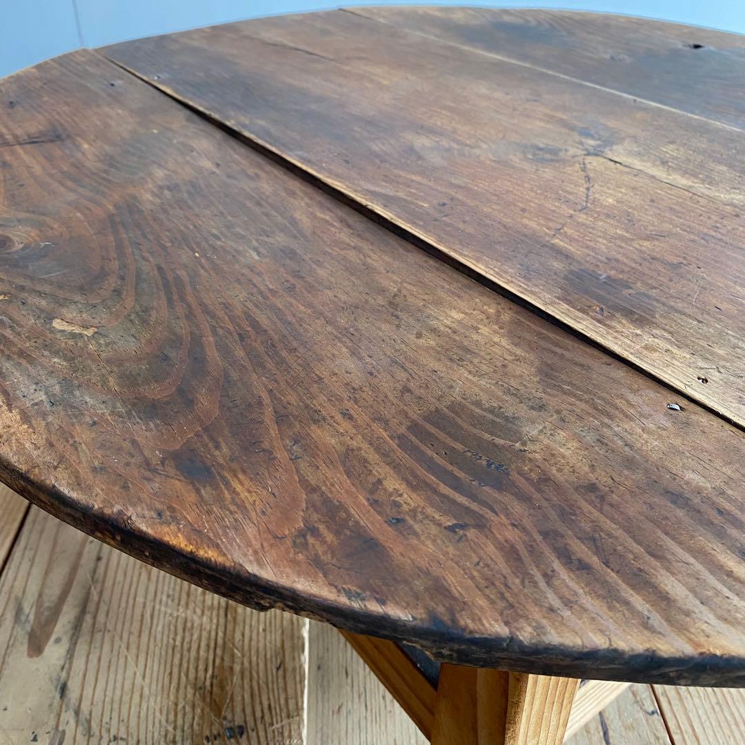 アンティーク ラウンド ローテーブル 丸 ちゃぶ台 座卓 展示台 無垢材z952