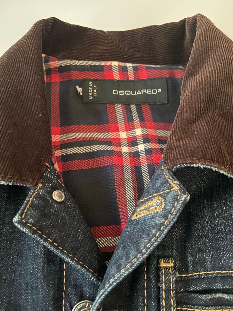 DSQUARED 2デニムジャケット コーデュロイ襟、裏地付き　サイズ50