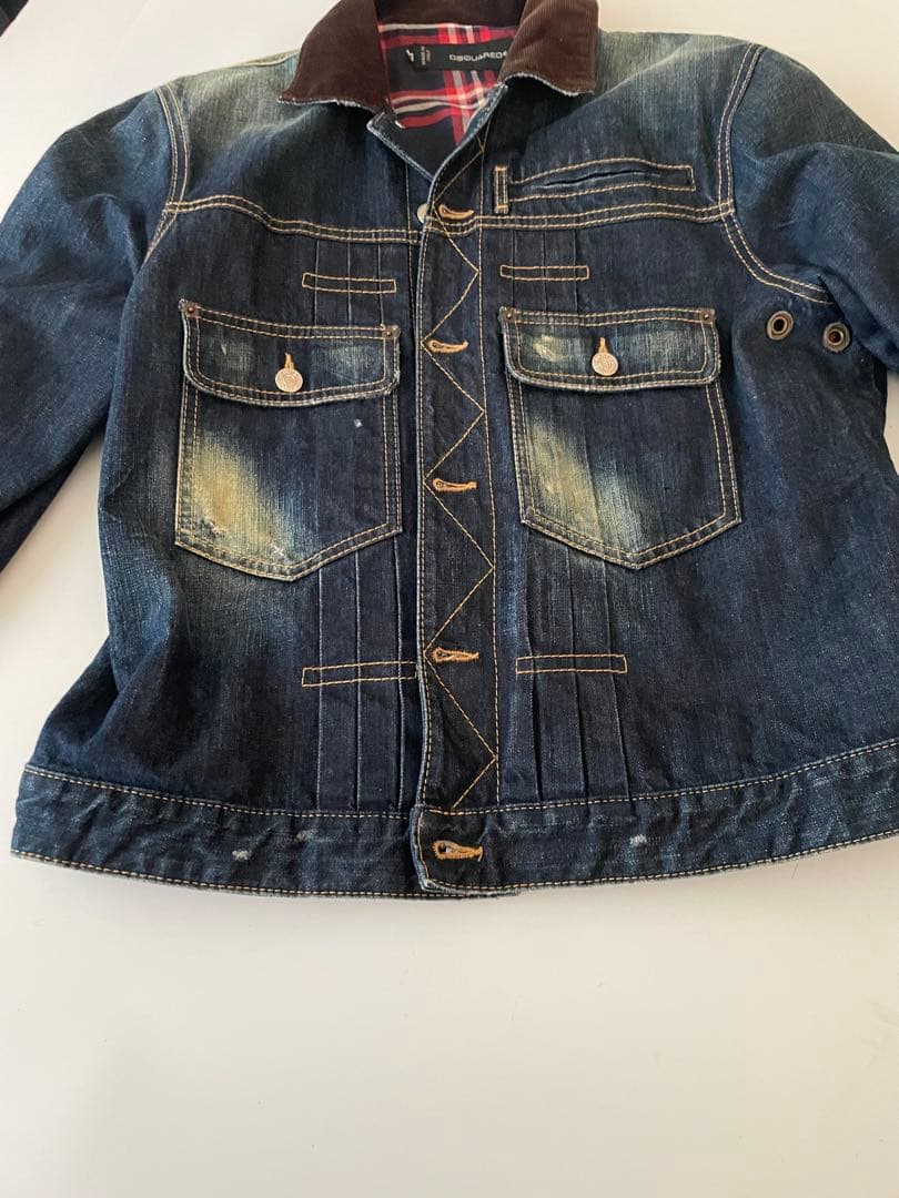 DSQUARED 2デニムジャケット コーデュロイ襟、裏地付き　サイズ50