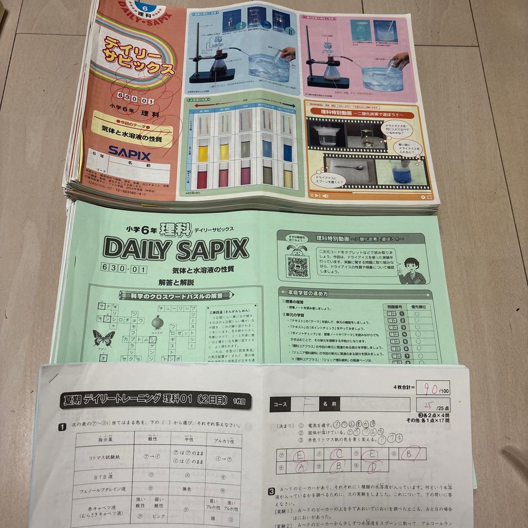 sapix小6理科テキスト（平日、夏期、春期など）