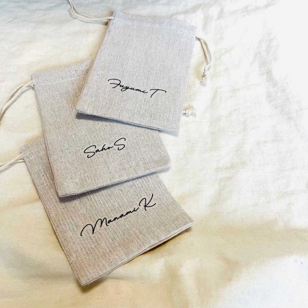 【席札　巾着】結婚式　ウェディング　コットン巾着　おしゃれ　ナチュラル